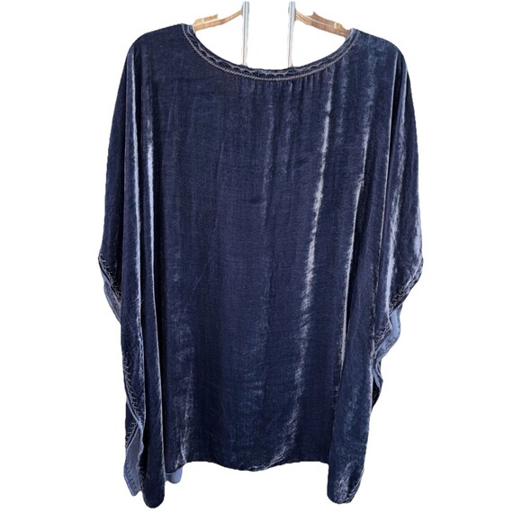 Johnny Was Tilda Tunic Top Velvet Gray Floral Embroidered Poncho Boho M V Neck - Picture 11 of 11